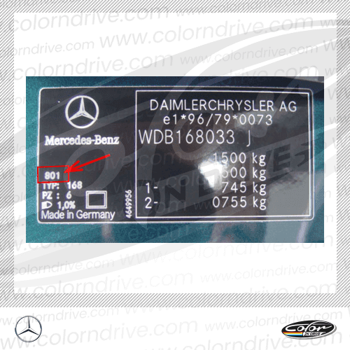 MERCEDES-Farbcode-Etikett Beispiel 1