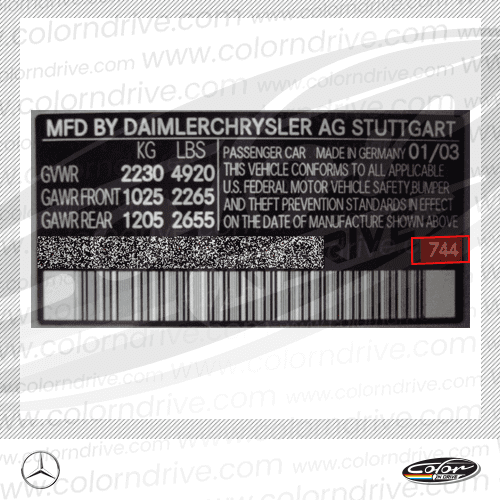 MERCEDES-Farbcode-Etikett Beispiel 2